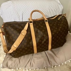 Authentic Louis Vuitton Keepall Bandouliere 55 Travel Duffle Bag